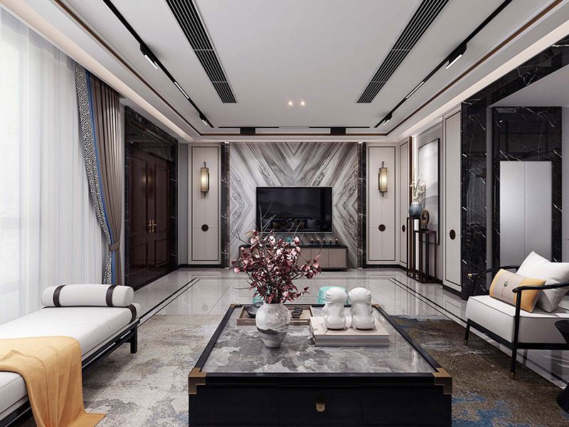 河源市華南城十里東岸四期洋房新中式風格別墅裝修案例