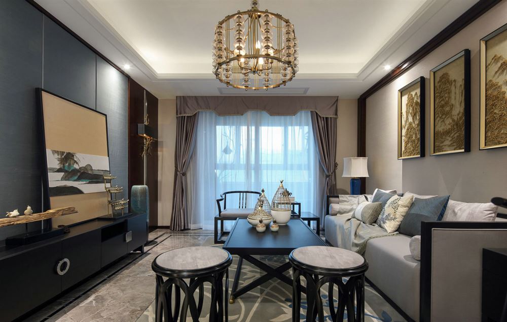 佛山市時代愛車小鎮(zhèn)(佛山)新中式風格四居室裝修案例
