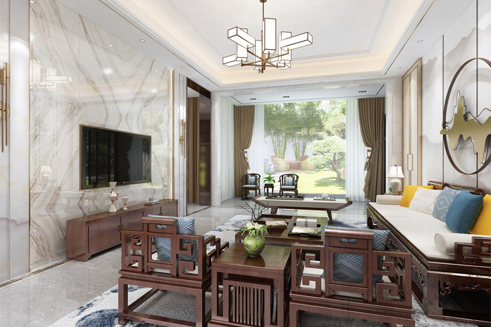 中山301平米以上新中式風(fēng)格遠洋城沁山裝修設(shè)計案例