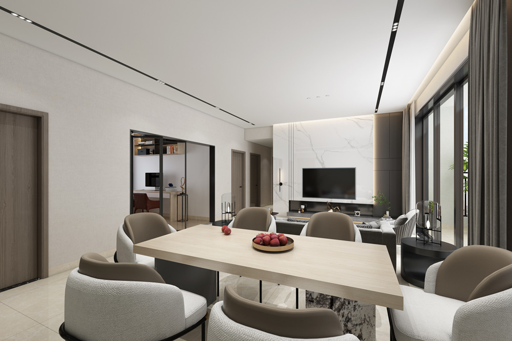 中山市中山融創(chuàng)城現(xiàn)代簡約風格三居室裝修案例