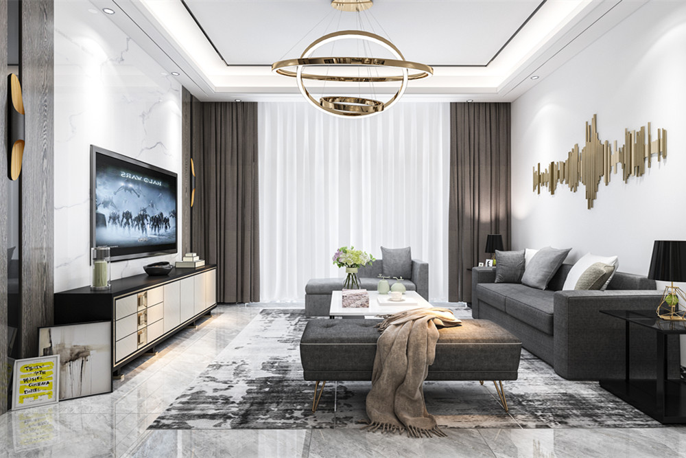 中山市水岸花都輕奢風(fēng)格三居室裝修案例