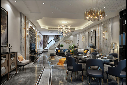 德陽(yáng)市安國(guó)公寓輕奢風(fēng)格三居室裝修案例