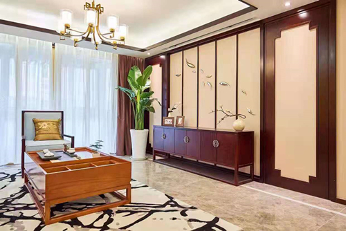 涼山彝族自治州北城小區(qū)新中式風格四居室裝修案例