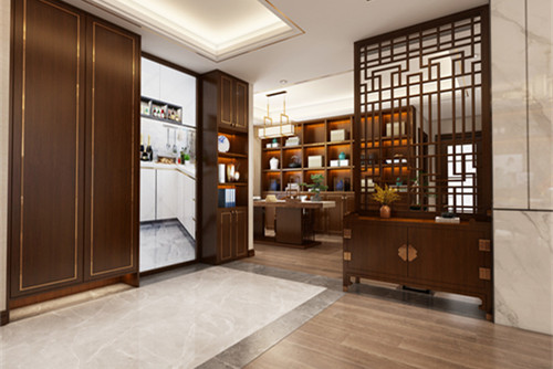 中山市萬通豪庭新中式風(fēng)格五居室裝修案例